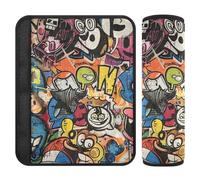 Lot de 2 coussinets de ceinture de sécurité doux pour bébé - Pour femme, homme, enfant - Motif graffiti coloré