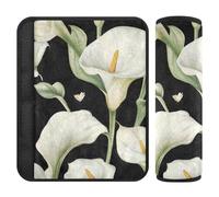 Lot de 2 coussinets de ceinture de sécurité noirs Calla Lily Flower Butterfly pour soulager le stress sur votre cou et vos épaules pour SUV forro para cinturon de seguridad