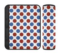 Lot de 2 coussinets de ceinture de sécurité pour ceinture de sécurité - Libère le stress sur votre cou et vos épaules - Accessoires d'avion pour carro - Rouge et bleu à pois