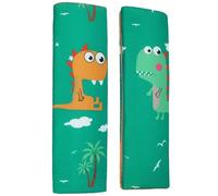 Lot de 2 coussinets de ceinture de sécurité pour enfants - Avec motif dinosaure - Pour enfants et bébés - Idéal pour toute ceinture de sécurité - Rehausseurs de siège auto - Remorque de vélo - Vert