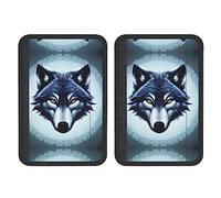 Lot de 2 coussinets de ceinture de sécurité pour voiture Motif tête de loup féroce