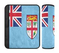 Lot de 2 coussinets de ceinture de sécurité pour voiture - Pour adultes et jeunes enfants - Drapeau national fidjien officiel de l'île Fidji