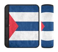 Lot de 2 coussinets de ceinture de sécurité pour voiture - Respirants - Pour adultes et enfants - Motif drapeau de Cuba