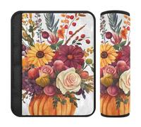 Lot de 2 coussinets de ceinture de sécurité respirants pour adultes et enfants - Illustration florale S pour Thanksgiving