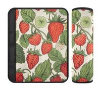 Lot de 2 coussinets de ceinture de sécurité respirants pour enfants, pour femmes, hommes, enfants, taille S, motif fraise et feuille