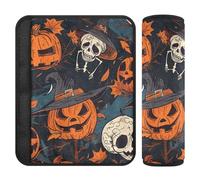 Lot de 2 coussinets de ceinture de sécurité respirants pour femmes, hommes, enfants, S, dessinés à la main, illustration d'Halloween