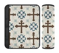 Lot de 2 coussinets de ceinture de sécurité rétro avec motif floral pour femme Vert