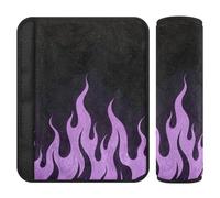 Lot de 2 coussinets de ceinture de sécurité souples pour sac à dos et bandoulière pour adultes et enfants M Motif flamme violette et noire