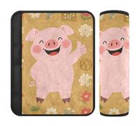 Lot de 2 coussinets de ceinture de sécurité souples pour sac d'appareil photo pour adultes et enfants M Motif cochon joyeux