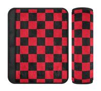 Lot de 2 coussinets de sangle de siège de voiture Buffalo à carreaux noirs et rouges, protège votre cou et vos épaules, housse de ceinture de sécurité rembourrée pour camionnette, avion, camion 25,4 x