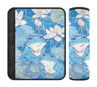 Lot de 2 coussinets de sangle de siège de voiture motif crapaud floral bleu ciel pour libérer le stress sur votre cou et vos épaules, housse de ceinture de sécurité pour sac de camion 25,4 x 19,6 cm