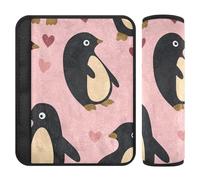 Lot de 2 coussinets de sangle de siège de voiture Pingouin Peach pour la Saint-Valentin, plus de confort, housses de ceinture de sécurité pour avion, avion, van, 25,4 x 19,6 cm