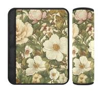 Lot de 2 coussinets de sangle de siège de voiture rétro à motif floral vintage, protège votre cou et vos épaules, protection de ceinture de sécurité pour camion, van, van 25,4 x 19,6 cm