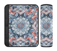 Lot de 2 coussinets de sangle d'épaule de style bohème avec motif floral bleu royal pour protéger votre cou et vos épaules pour avion pour la cinturon de segurida