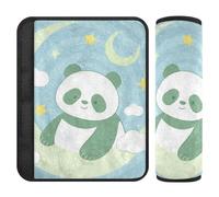 Lot de 2 coussinets de sangle d'épaule de voiture Funny Panda Moon bleu layette pour soulager le stress sur votre cou et vos épaules, housse de ceinture de recherche pour camionnette