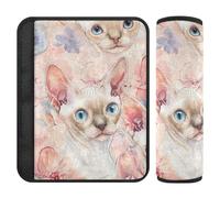 Lot de 2 coussinets de sangle d'épaule Devon Rex Cats Blush pour siège de voiture pour soulager le stress sur votre cou et vos épaules pour la plupart des voitures