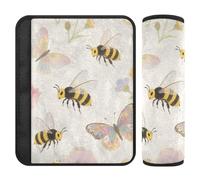 Lot de 2 coussinets d'épaule pour siège de voiture - Motif abeilles - Aquarelle - Pour libérer le stress sur votre cou et vos épaules - Pour protéger votre sac