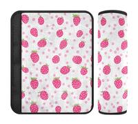 Lot de 2 coussinets doux pour ceinture de sécurité de voiture pour adultes et enfants M Motif fraise blush