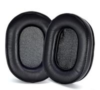 Lot de 2 coussinets en cuir d'agneau pour casque audio Technica ATH-M50X/M40X et Sony MDR-7506/MDR-V6/MDR-V7 avec mousse haute densité de 20 mm Noir