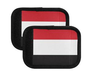 Lot de 2 coussinets souples et robustes pour poignée de bagage Motif drapeau de la République du Yémen Noir/rouge