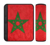 Lot de 2 coussinets souples pour ceinture de sécurité de voiture pour adultes et enfants, motif drapeau du Maroc