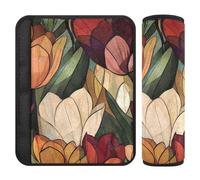 Lot de 2 coussinets souples pour ceinture de sécurité de voiture pour adultes et enfants Motif floral coloré