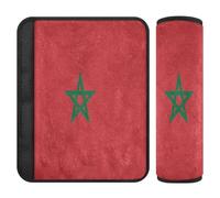 Lot de 2 coussinets souples pour ceinture de sécurité de voiture - Pour adultes et jeunes enfants - Taille S - Drapeau du Maroc