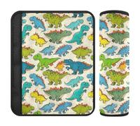 Lot de 2 coussinets souples pour ceinture de sécurité de voiture - Pour adultes, jeunes et enfants - Motif dinosaure coloré