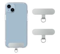 Lot de 2 coussinets universels pour téléphone portable - En acier inoxydable - Multifonctions - Avec dragonne universelle - Anti-perte - Ultra fin, argenté, 4,8 x 1,2 cm/1,88 x 0,47 Zoll