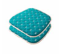 Lot de 2 coussins antidérapants pour chaise de salle à manger, 45,7 x 45,7 cm, en forme de U avec attaches - Motif écossais - Turquoise
