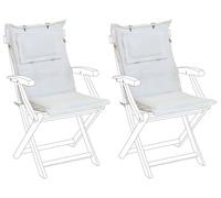 Lot de 2 Coussins d'Assise en Tissu Polyester Blanc Cassé avec Rembourrage en Mousse pour Chaises de Jardin Modernes Beliani
