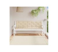vidaXL Coussins de banc Lot de 2 180x50x7 cm tissu Oxford imperméable avec cordes beige 361719