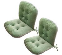 Lot de 2 coussins de chaise à dossier bas avec attaches - Coussins de dossier rembourrés pour intérieur/extérieur - Solution d'assise confortable - Vert