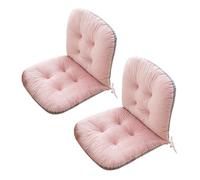 Lot de 2 coussins de chaise à dossier bas épais et doux avec attaches - Coussins de chaise de jardin pour cuisine, rose clair, soutien dorsal confortable, idéal pour une utilisation sur la terrasse