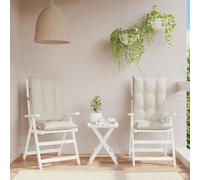 vidaXL Lot de 4 Coussins de Chaise à Dossier Haut, Galette de Siège Imperméable, Coussin d'Extérieur Anti-Glissement Jardin Terrasse, Crème Tissu Oxford