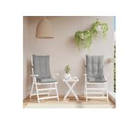vidaXL Coussins de chaise Lot de 2 – Dossier haut, galette imperméable, gris (tissu Oxford)