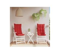 vidaXL Lot de 2 Coussins de Chaise à Dossier Haut, Galette de Siège Imperméable, Coussin d'Extérieur Anti-Glissement Jardin Terrasse, Rouge Tissu Oxford