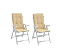 vidaXL Lot de 2 coussins de chaise à dossier haut 120x50x4 cm tissu mélangé beige 4002421