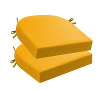 Lot de 2 coussins de chaise amovibles, imperméables, antidérapants, lavables, pour chaises de bureau, salle à manger et jardin, jaune, 40 x 40 x 8 cm