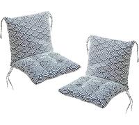 Lot de 2 coussins de chaise avec dossier - 40 x 80 cm - Pour chaise de jardin à dossier bas - Avec rubans - Pour chaises et bancs de la maison et du jardin