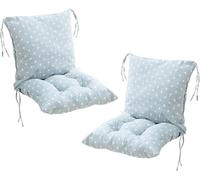 Lot de 2 coussins de chaise avec dossier - 40 x 80 cm - Pour chaise de jardin à dossier bas - Avec rubans - Pour chaises et bancs de la maison et du jardin
