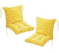 Lot de 2 coussins de chaise avec dossier - 40 x 80 cm - Pour chaise de jardin à dossier bas - Avec rubans - Pour chaises et bancs de la maison et du jardin