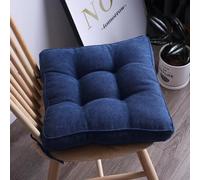 Lot de 2 coussins de chaise carrés confortables avec attaches lavables pour intérieur/extérieur - 50 x 50 cm - Bleu foncé