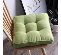Lot de 2 coussins de chaise carrés lavables avec attaches - 50 x 50 cm - Pour intérieur et extérieur - Idéal pour la maison, le bureau, la cuisine et la salle à manger - Vert
