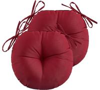 Lot de 2 coussins de chaise de bistrot ronds imperméables touffetés avec attaches pour meubles de terrasse - 38,1 cm (bordeaux)