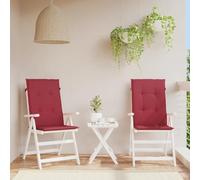 Lot de 2 coussins de chaise de jardin, pour fauteuil à dossier haut, bordeaux, 120 x 50 x 3 cm, imperméables, résistants aux UV, rembourrage en fibre de polyester, coussin d'assise confortable pour