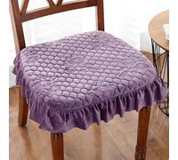 Lot de 2 coussins de chaise de salle à manger en velours luxueux - 43 x 46 cm - Antidérapant avec attaches - Décoration européenne avec volants en dentelle - Pour décoration de maison/cuisine/bureau