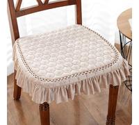 Lot de 2 coussins de chaise de salle à manger luxueux en velours antidérapant avec attaches - 43 x 46 cm - Décoration européenne avec volants en dentelle - Pour décoration de maison/cuisine/bureau