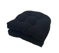 Lot de 2 coussins de chaise d'extérieur épais et imperméables en forme de U pour terrasse, chaises à bascule en osier, meubles de jardin, cuisine, salle à manger, 48,3 x 48,3 cm, noir