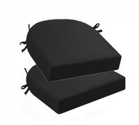 Lot de 2 coussins de chaise d'extérieur imperméables, antidérapants, lavables, pour bureau et salle à manger, housses amovibles, 45 x 45 x 5 cm, noir motif demi-rond